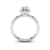 Gabriano Katerina 4 tırnaklı tektaş yüzük; GIA-HRD sertifikalı radiant pırlanta ve beyaz altın montürün yandan görünüşü